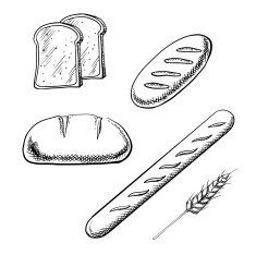 Toasts long loaves baguette and wheat ear N2