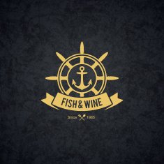 Vintage logotype for seafood restaurant fish bar coffee house