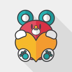 Valentine's day present bear flat icon with long shadow eps10 N5