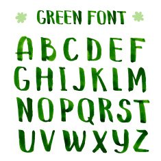 Handmade ink green alphabet N2