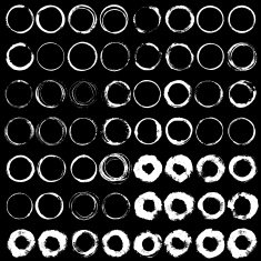 Vector set of white silhouette coffee and tea stain circles