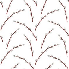 Watercolor seamless pattern pussy willow