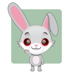 Cute rabbit mascot waving