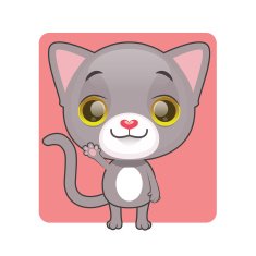 Cute gray kitten waving