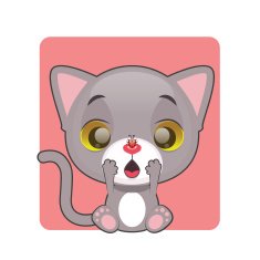 Cute gray kitten surprised