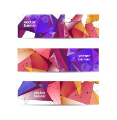vector set of crystal modern faceted geometric colorful banners N3