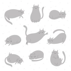 Sleepy cat vector set