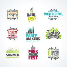Second big set music equalizer emblem vector elements