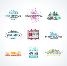 Third big set music equalizer emblem vector elements