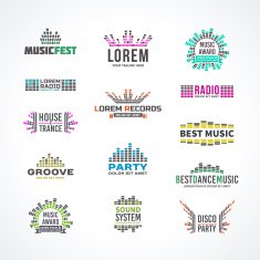 First big set music equalizer emblem vector elements
