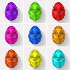 Flat design polygon Set of color painted Easter eggs Vector N2