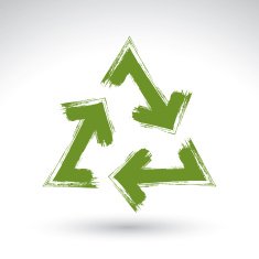 Hand-painted recycle sign isolated on white background N2