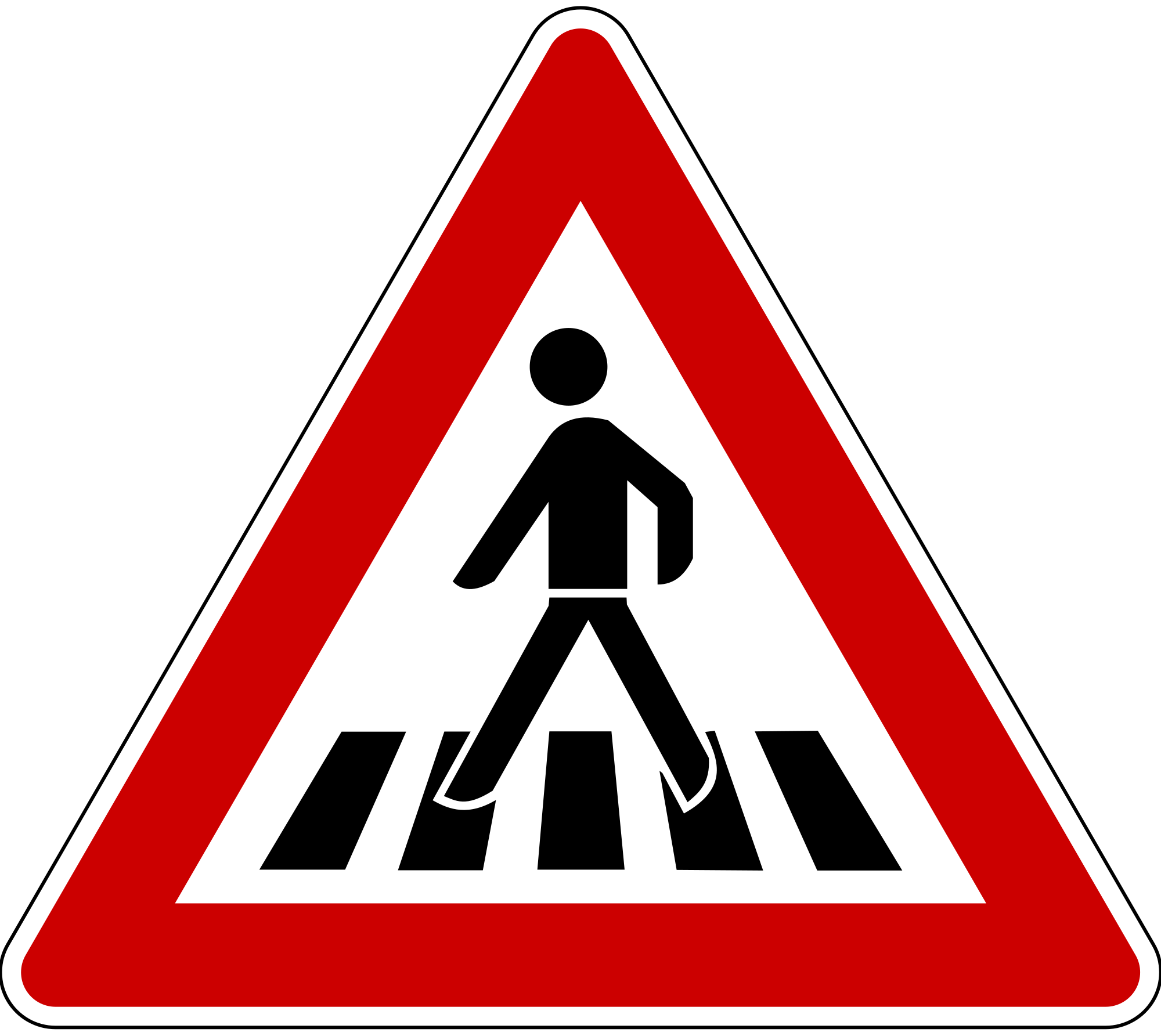Pedestrian crossing, road sign on a white background free image download