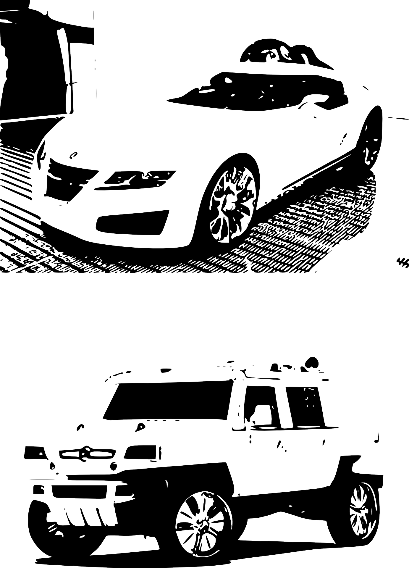 black-and-white-photos-of-cars-of-different-brands-free-image-download