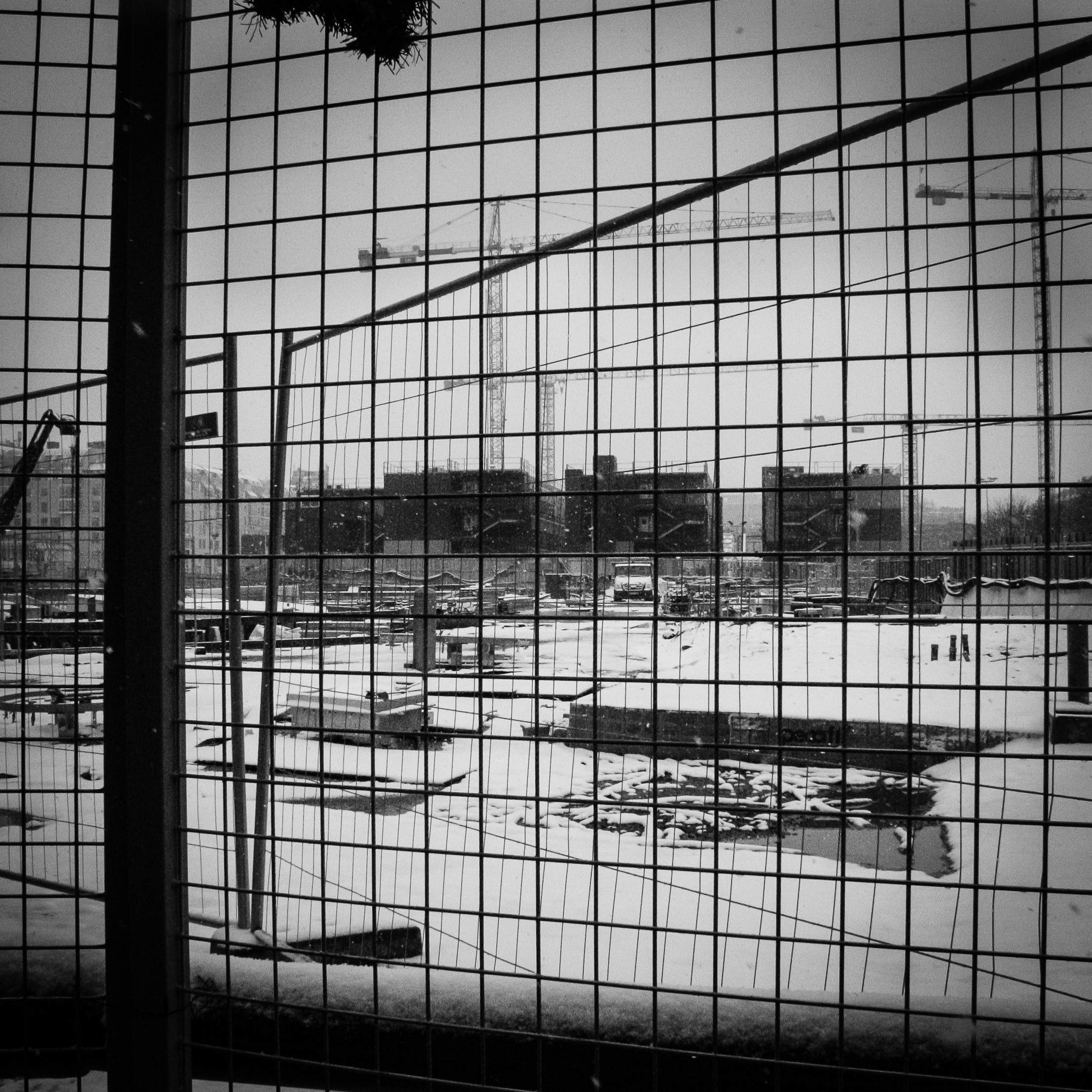 Fenced construction site at winter france paris free image download