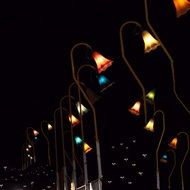 Colorful street lights at darkness