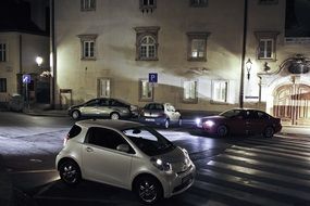 toyota iq car on night street