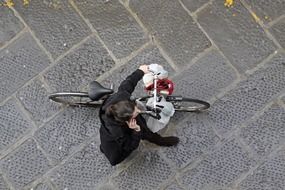 top view on street biker