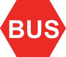 red hexagon bus sign