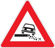 road sign warns of a roadside