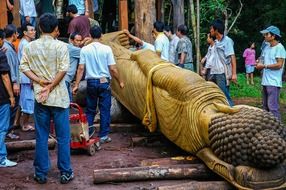 transportation of buddha statue in Northern Thailand