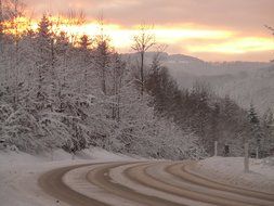 Slippery road on a bend