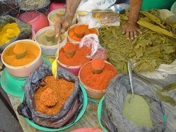 colorful spices in street market