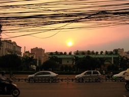 landscape of city evening in Vietnam