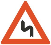double bend, road sign