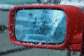 rear mirror in rain