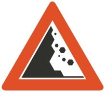 warning sign of falling stones