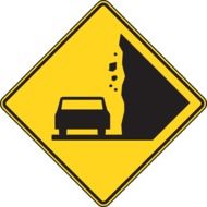 signs, traffic road, falling rocks as a drawing