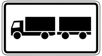 road sign with the silhouette of a truck with a trailer