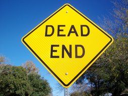 yellow road sign about dead end