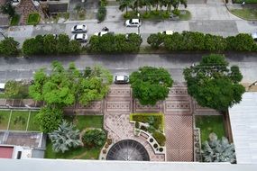 alley and park in the city of Pereira aerial view