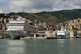 passenger ferry at the port in Genoa