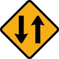 rhombus traffic sign in two directions