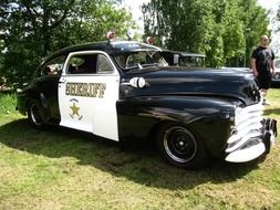 black and white chevrolet at the show