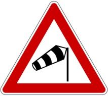 strong wind warning sign