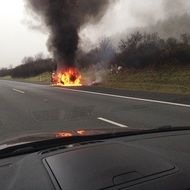 highway burning car