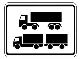 truck and truck with trailer on road sign