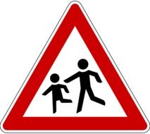 road sign carefully children