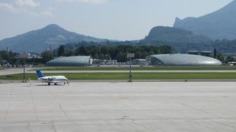 plane on the runway in Salzburg