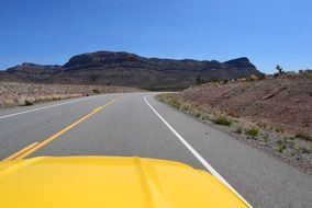 car rides on a flat road