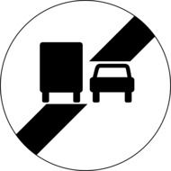 Sign of end of no overtaking by lorries