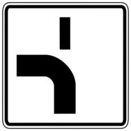 white left turning sign