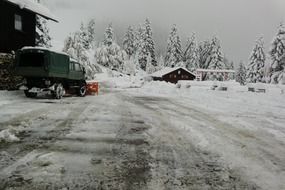 snow plough in winter