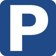 blue parking sign on a white background