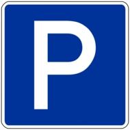 parking sign with a letter