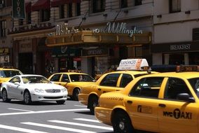 yellow cab in traffic jam in New York